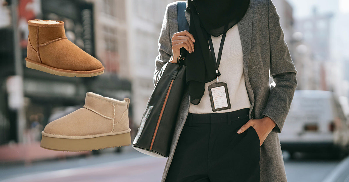 busy professional wearing UGG styles for work