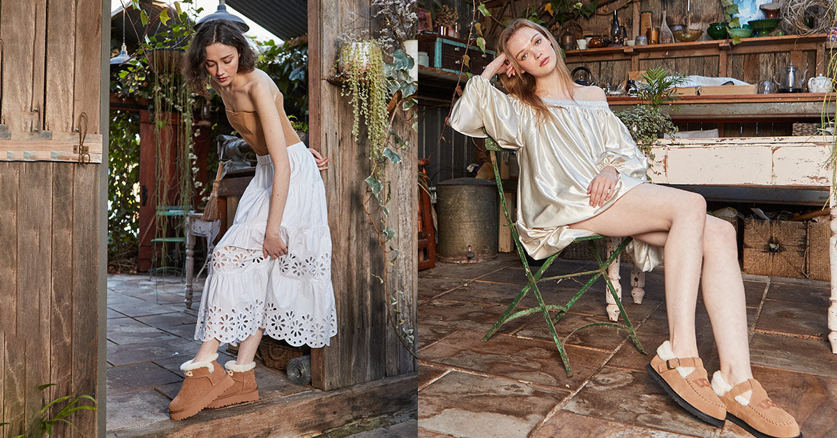 two Australians wearing light weight UGGs for summer