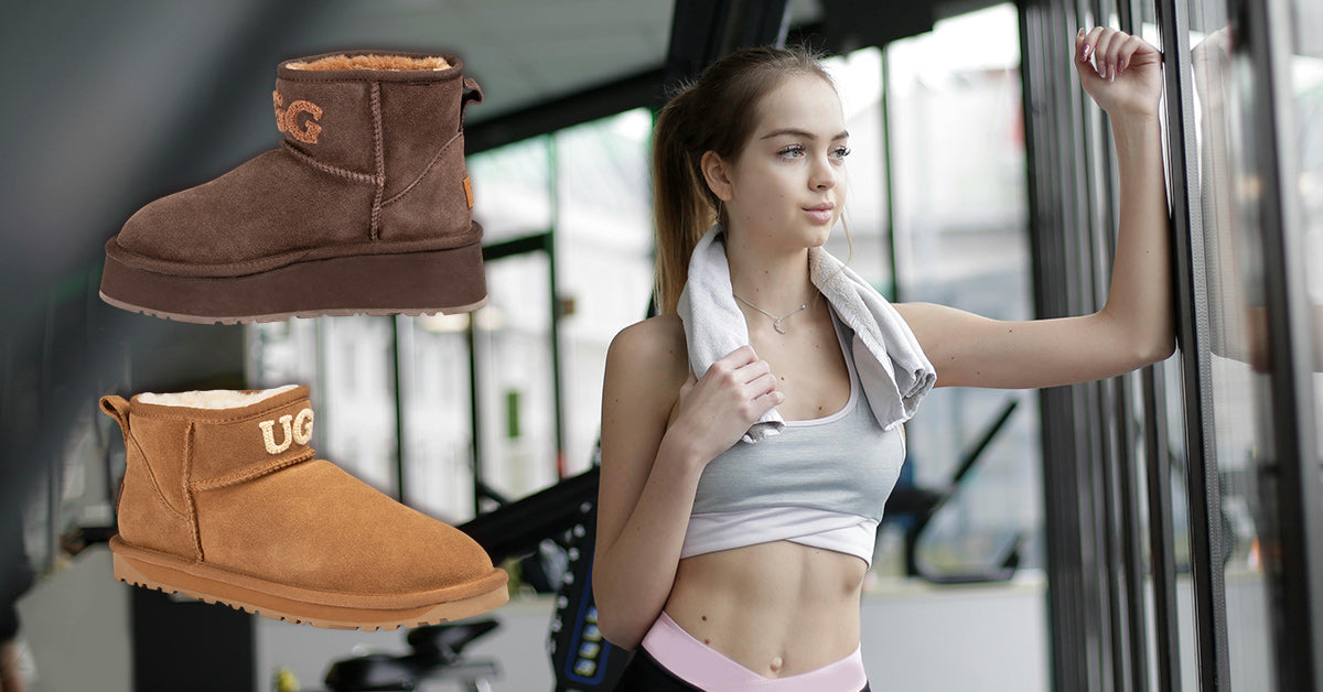 woman relaxing after game with UGG mini boots