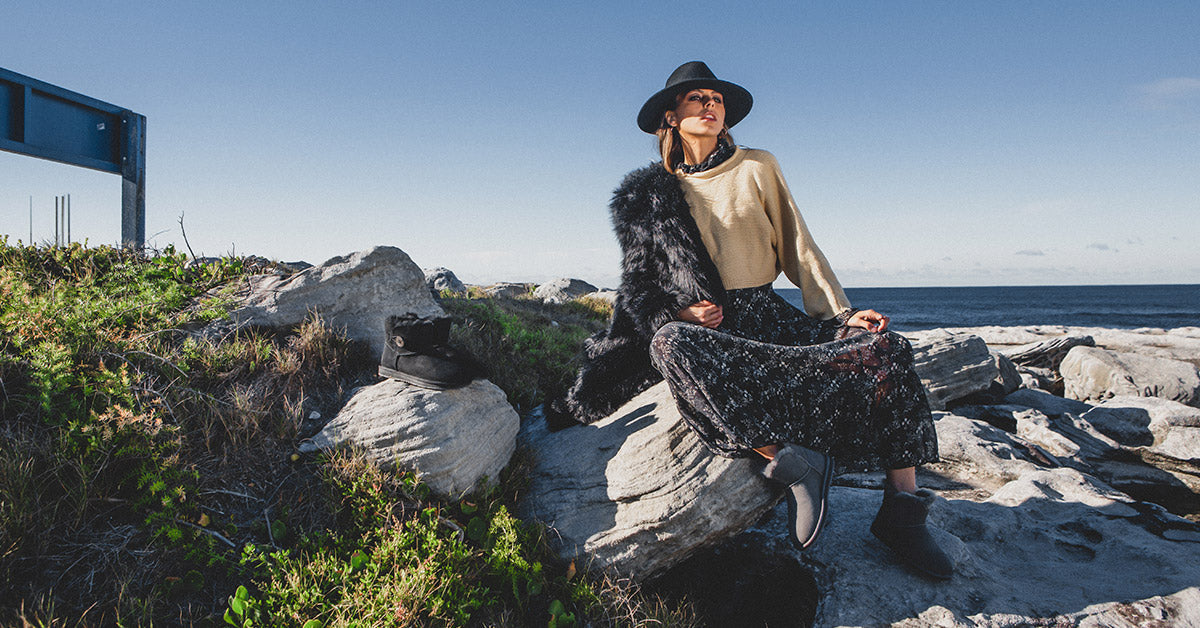 woman slaying the Boho Chic winter look with UGG boots