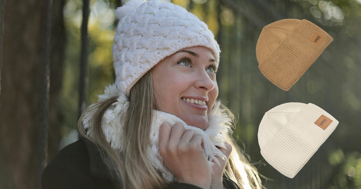 woman wearing UGG beanies for streetwear this winter