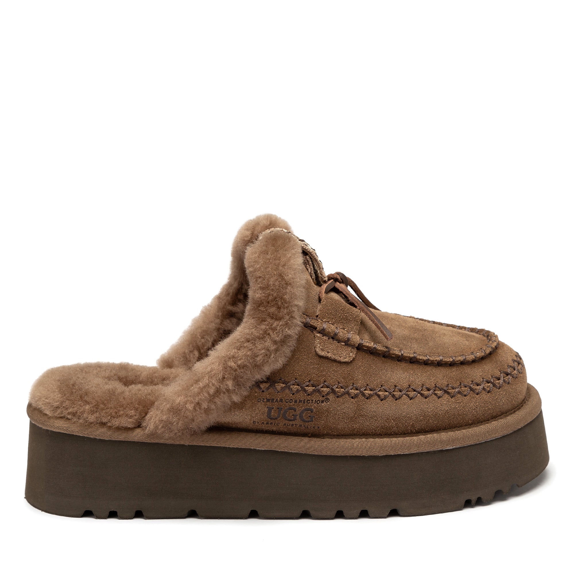 Lace Bow Platform Slippers