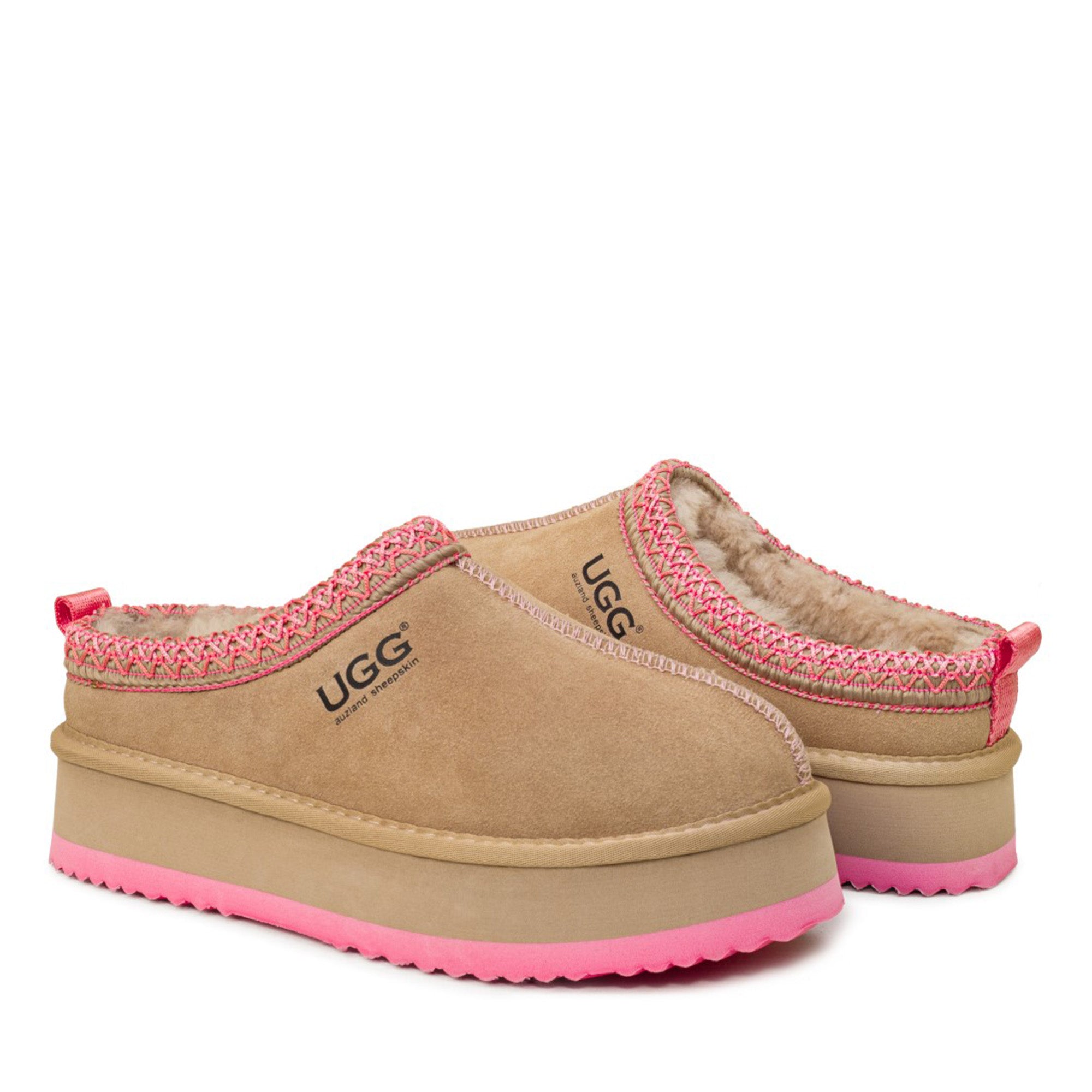 Premium Tassie Platform Ugg Slippers (Pink)