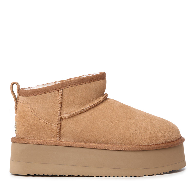 Platinum Mini Suede Platform Ugg Boots