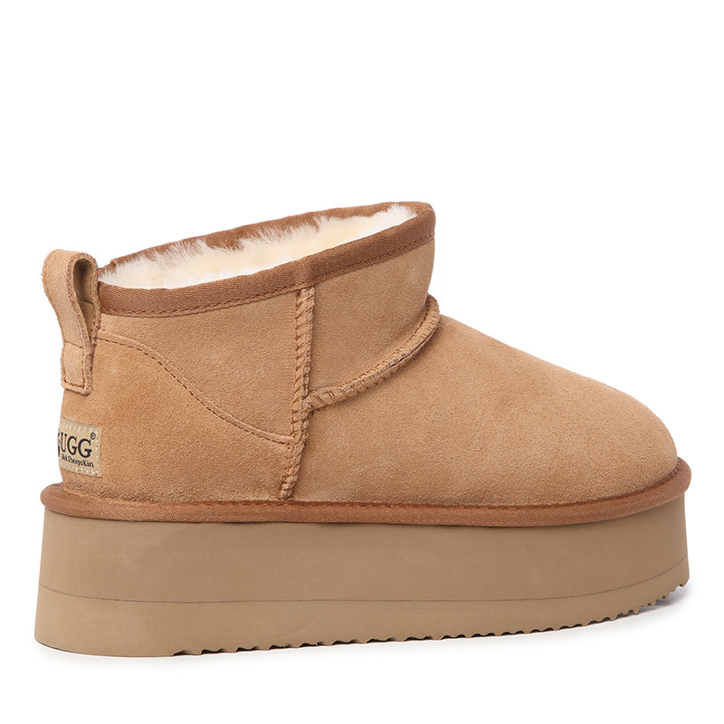 Platinum Mini Suede Platform Ugg Boots