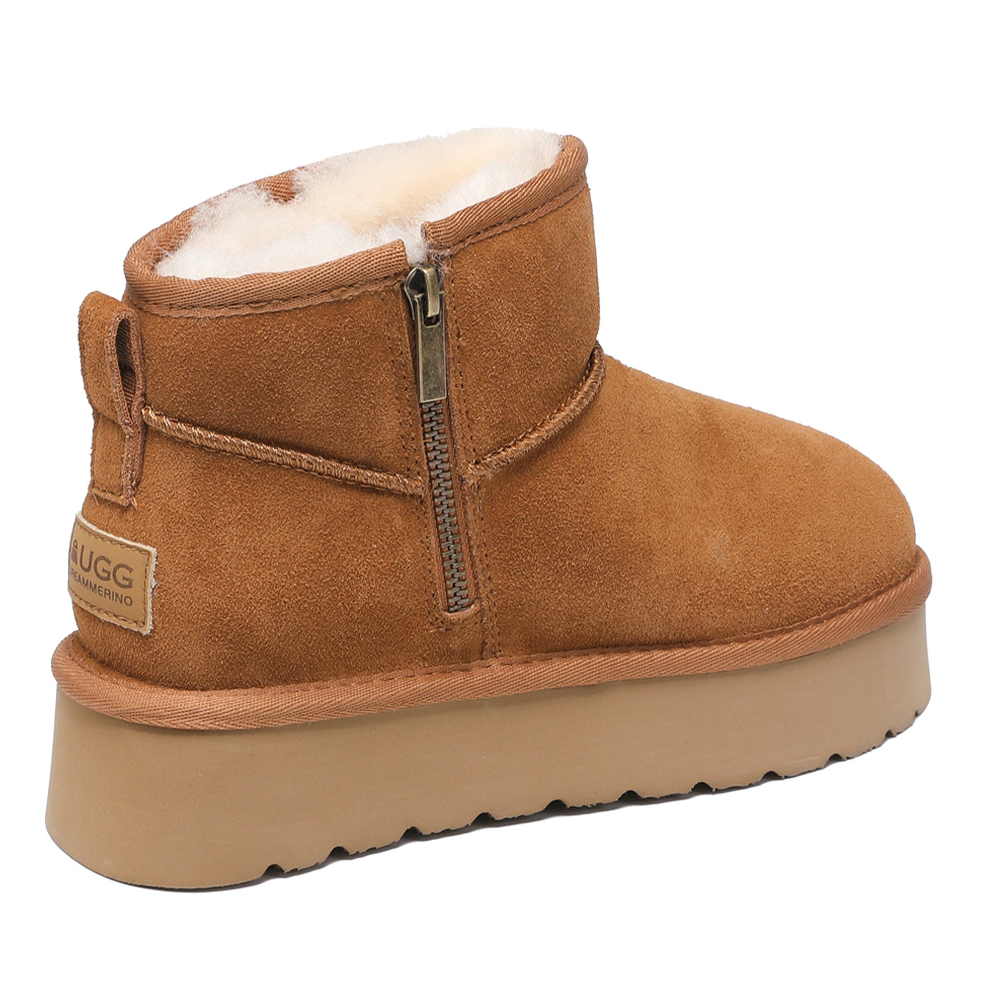 Platform Zip Uggs womens platform ankle ugg boots with zip in chestnut view 3