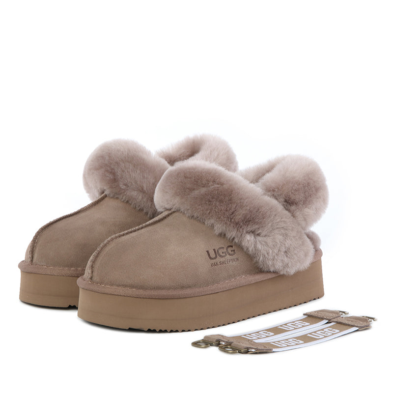 Fluffy Strappy Platform Scuff Uggs