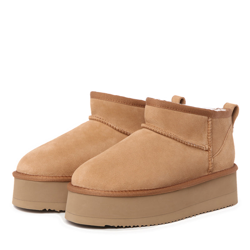 Platinum Mini Suede Platform Ugg Boots