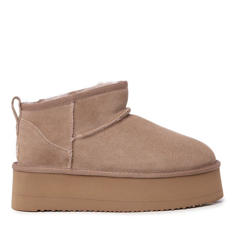 Platinum Mini Suede Platform Ugg Boots