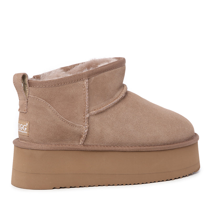 Platinum Mini Suede Platform Ugg Boots