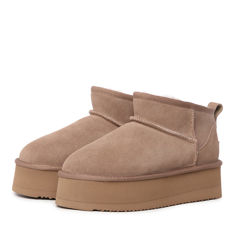Platinum Mini Suede Platform Ugg Boots