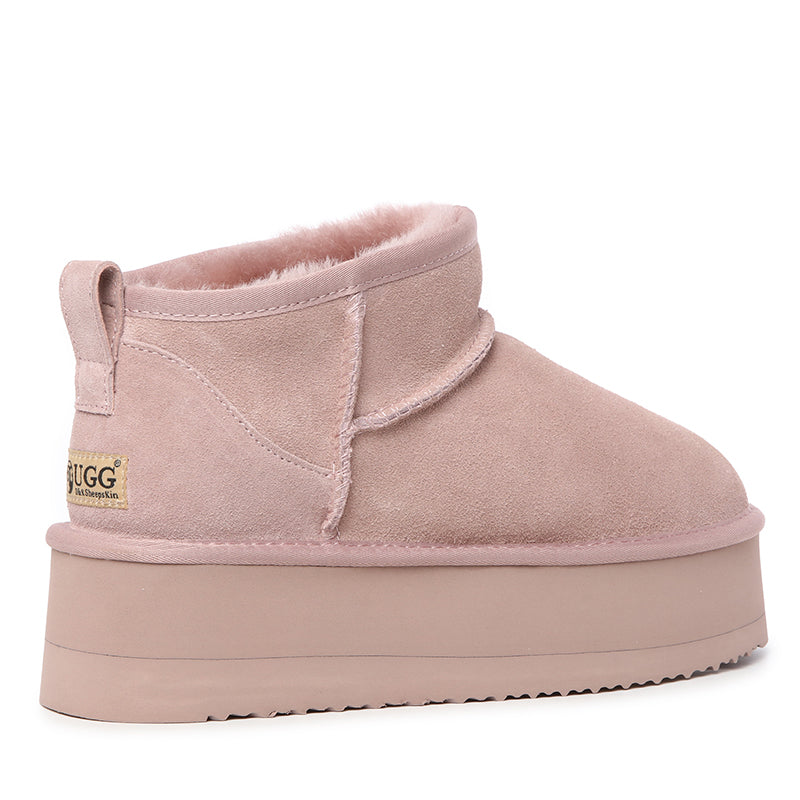 Platinum Mini Suede Platform Ugg Boots