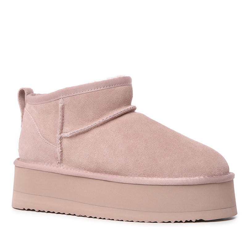 Platinum Mini Suede Platform Ugg Boots