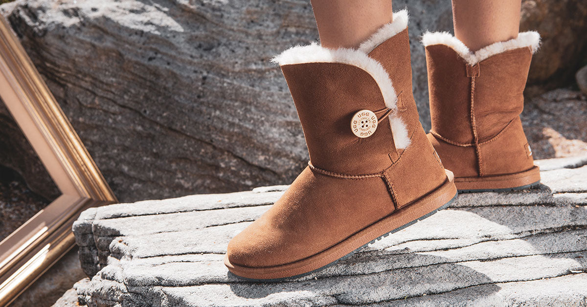 brown short UGG boots perfect for wide feet worn outdoors