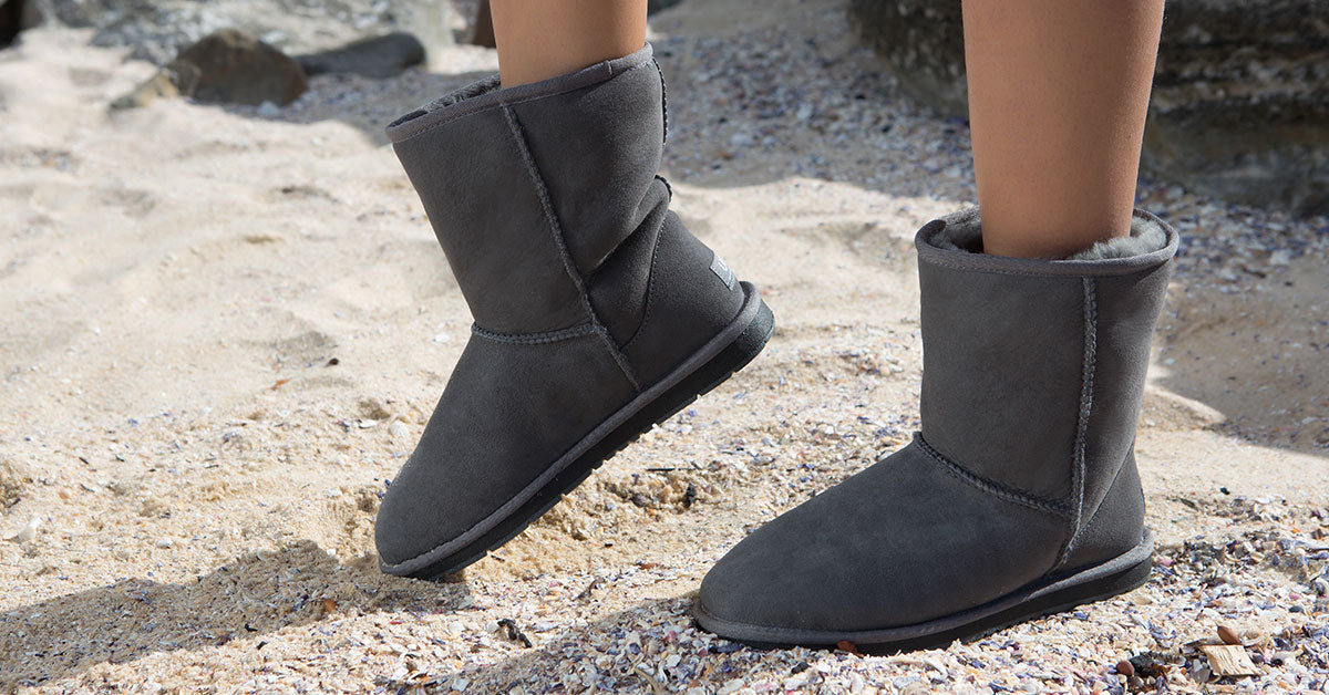 grey UGG boots that looks clean and odourless