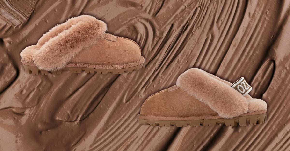 showcasing mocha mousse UGG slippers as the colour of the year