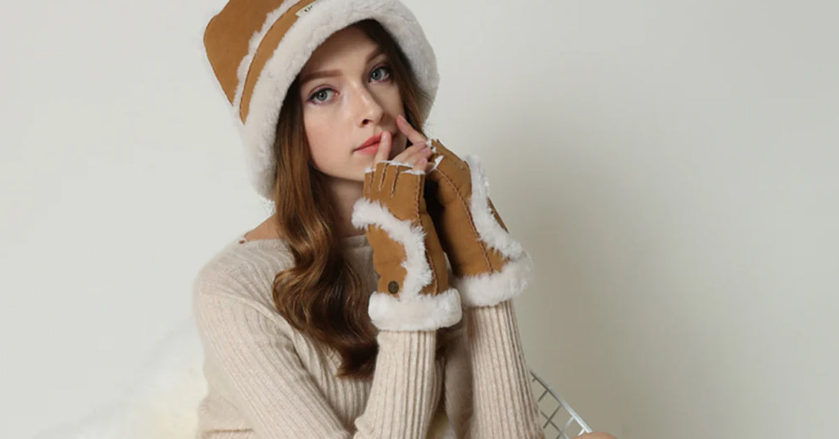 woman-fashionable-and-warm-with-brown-ugg-hat-and-brown-ugg-fingerless-gloves