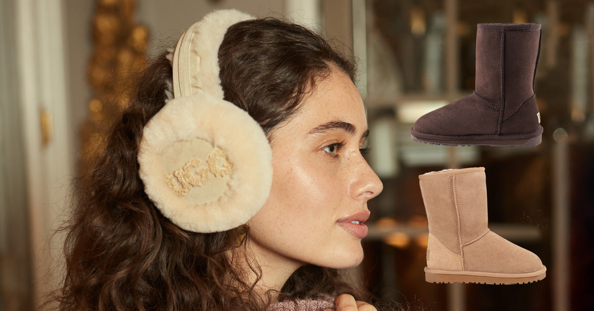 woman wearing UGG earmuffs as perfect accessory paired with UGG boots