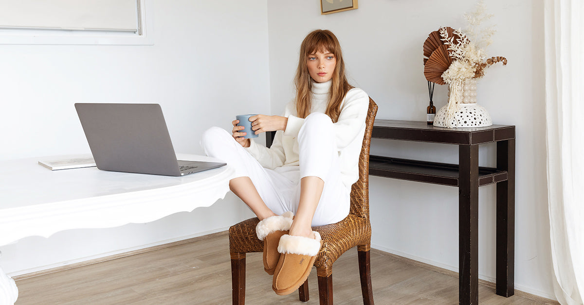 woman wearing UGG Scuffs after morning errand