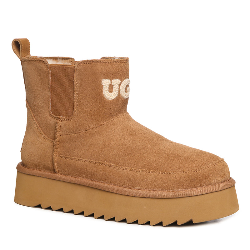Ultimate Platform Logo Ugg Boots | Sheepskin with Lift