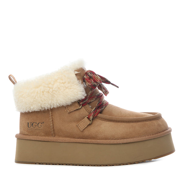 UGG Premium Fluffy-Lace Platform Boots