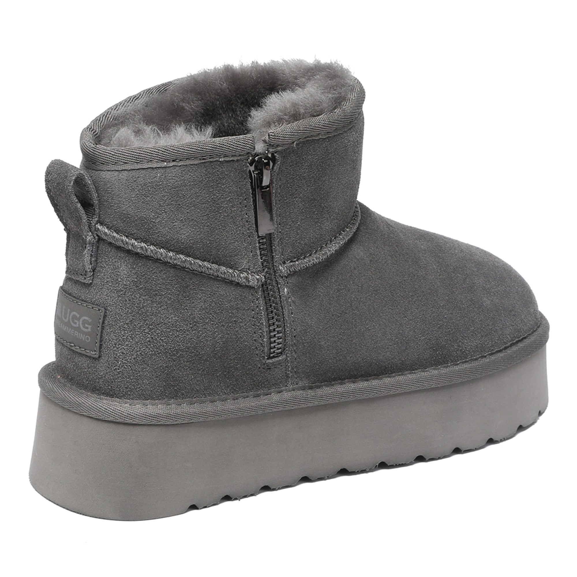Platform Zip Uggs womens platform ankle ugg boots with zip in grey view 8