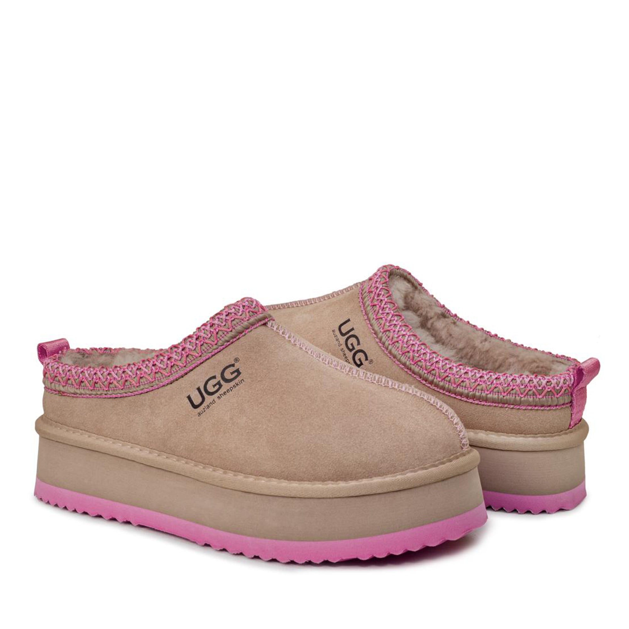 Premium Tassie Platform Ugg Slippers (Pink)