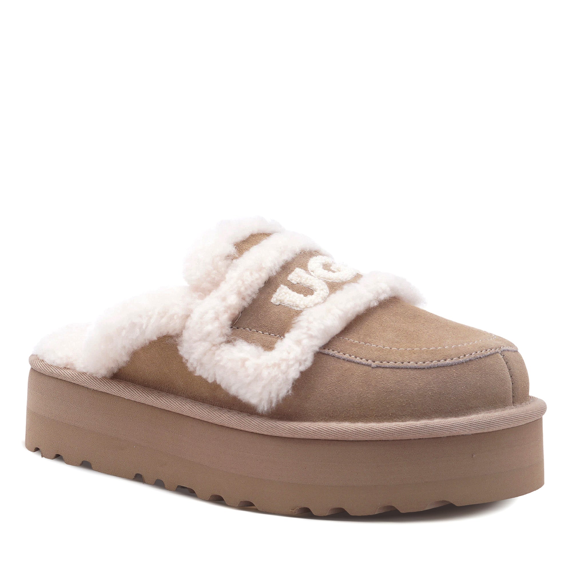 Logo Shearling Platform Uggs (DETACHABLE FEATURE)