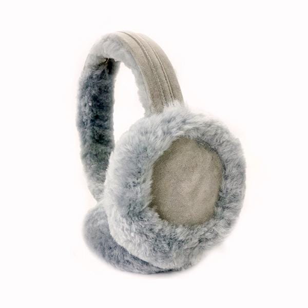 Shearling ear muffs with Double G in white