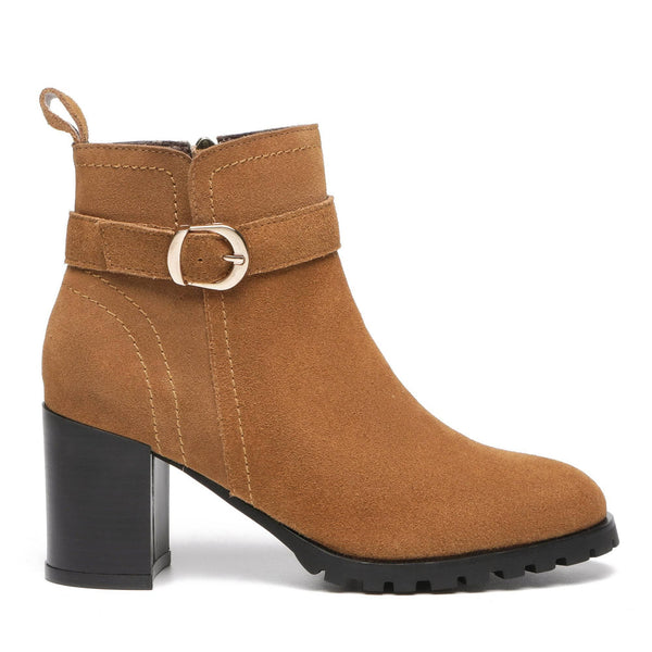 Coney Zipper Leather Ankle Boots