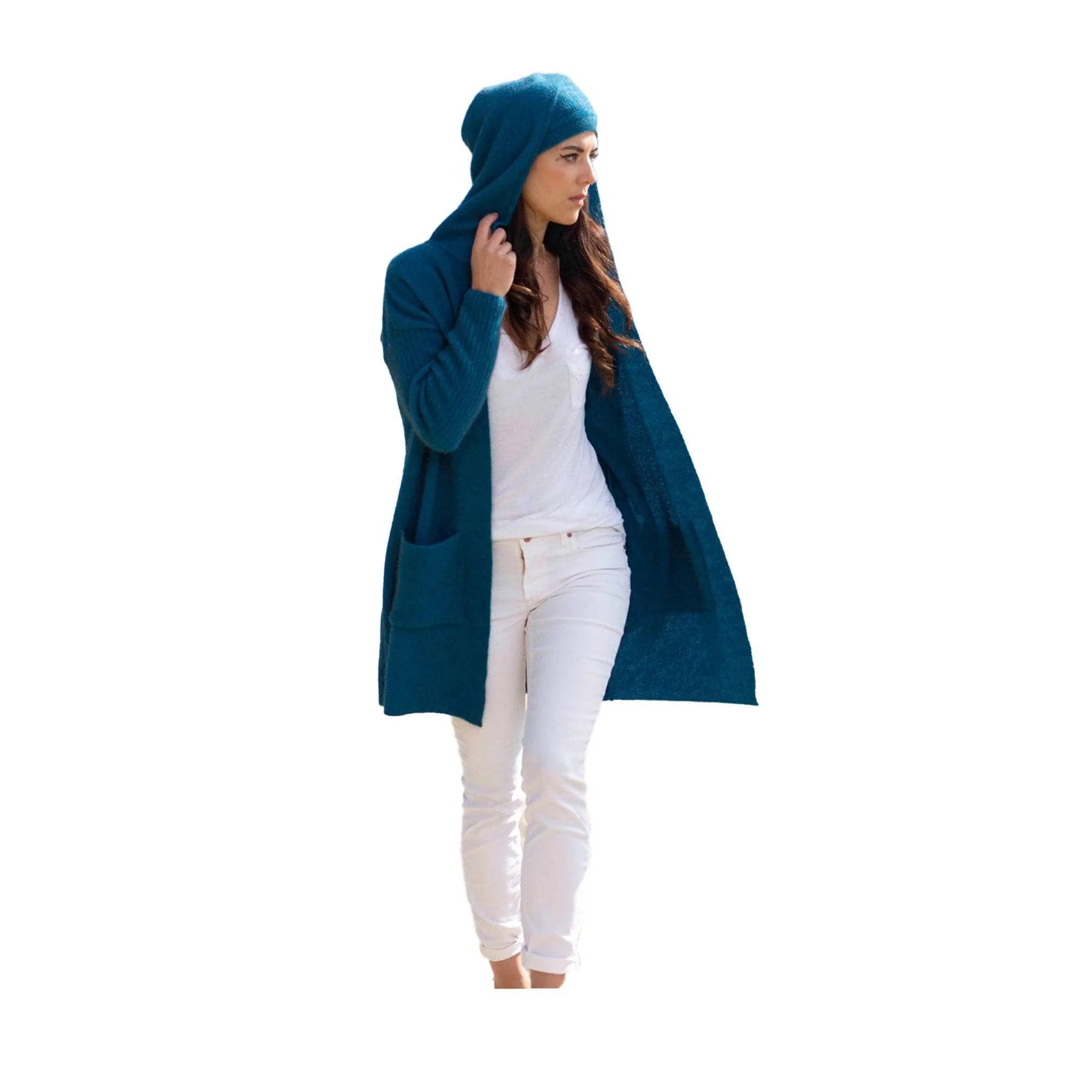 Premium Possum and Merino Wool Hooded Longline Cardigan