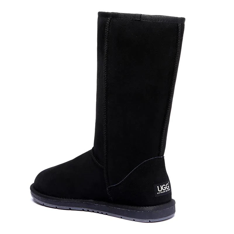 Ugg women's classic tall deals rubber boot suede in black