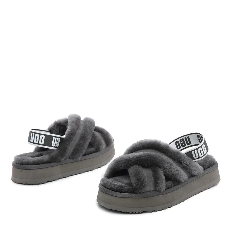 Black grey discount white ugg slides