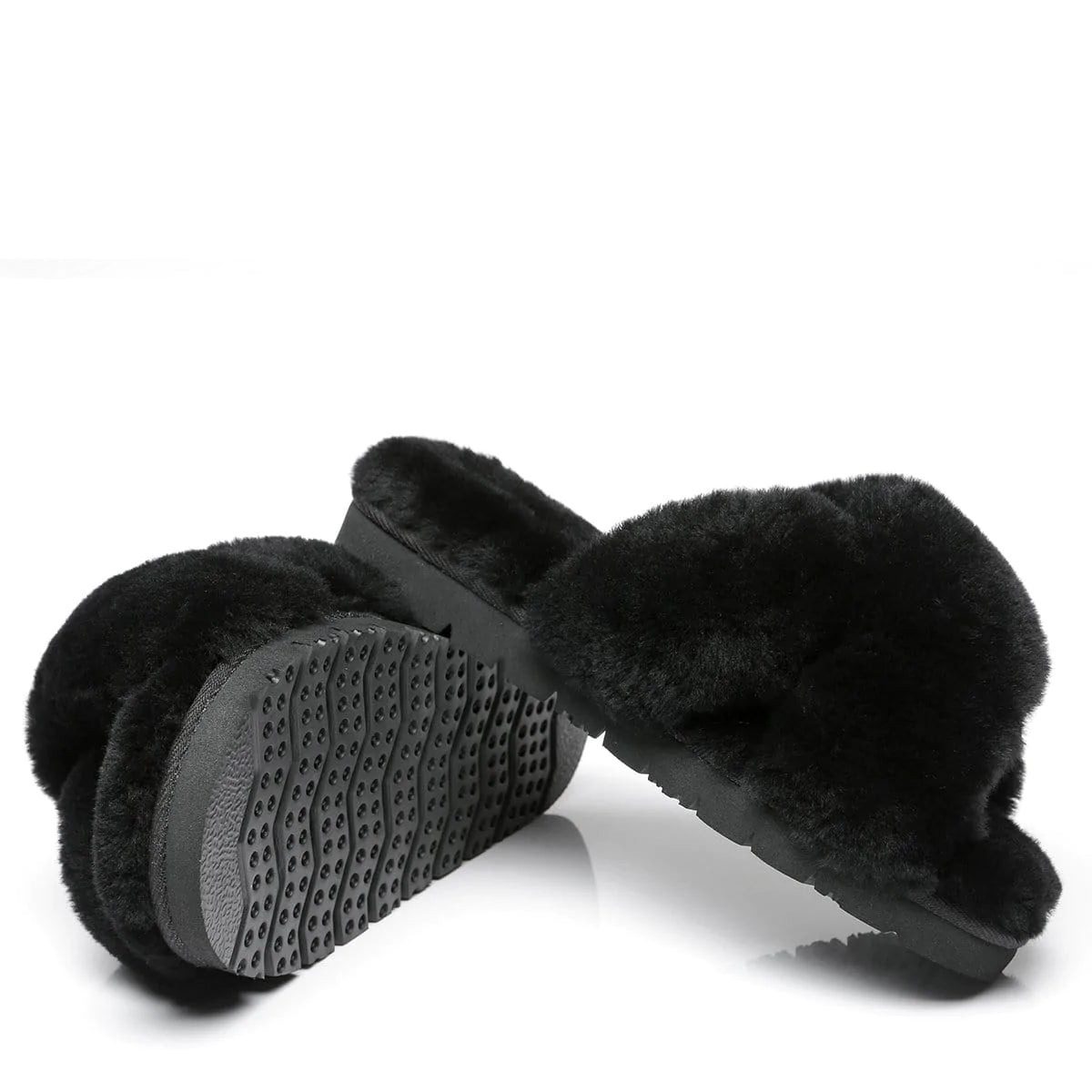 Black fluffy uggs deals
