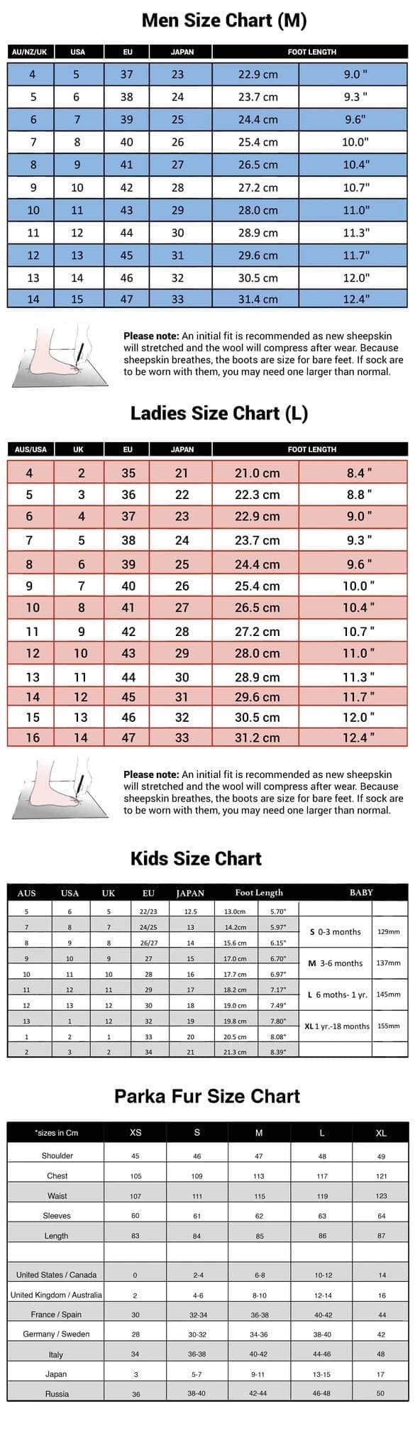 Measurements & Sizing